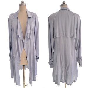 Jaga pastel light grey Satin Lagenlook Duster Coat Jacket Made in USA 2 M